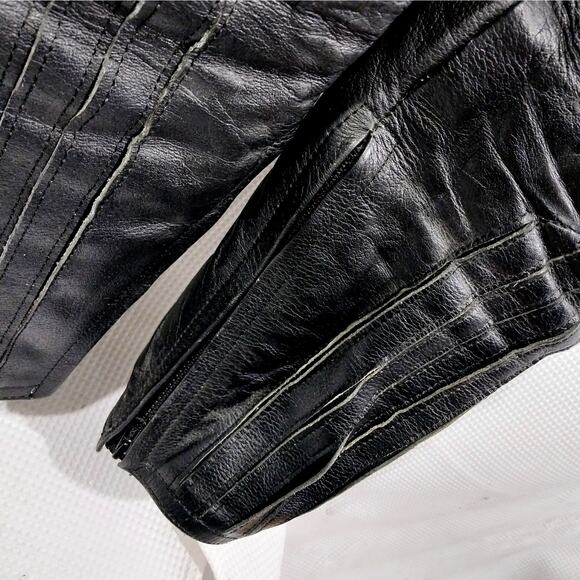 TOP GEAR BY 4 STAR! 100% FINE BLACK GENUINE LEATHER RACING SUIT, ARMORED! SZ L - Picture 10 of 16